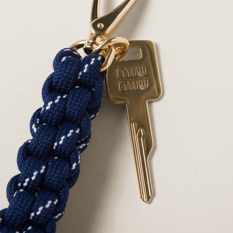 Baltic Blue Cord And Nylon Trick | Miu Miu Miu Miu Keychain Diy, Miu Miu Keychain, Timeless Shoes, Handmade Keychains, Pink Holiday, Bag Charms, Colour Tint, Diy Keychain, Cool Diy Projects