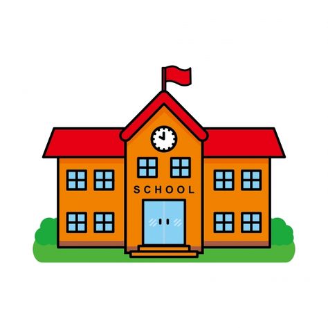 Building Cartoon, Illustration School, Building Vector, School Buildings, Education Clipart, School Vector, School Drawing, School Illustration, Back To School Art