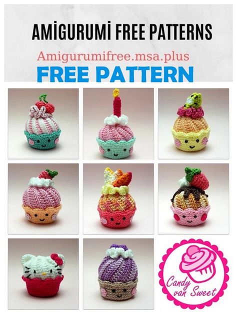 Amigurumi Cupcake Free Crochet Pattern Half Double Crochet Decrease, Crochet Cake, Crochet Cupcake, Scrap Yarn Crochet, Crocheted Animals, Female Cat, Crochet Keychain Pattern, Crochet Decrease, Pola Amigurumi