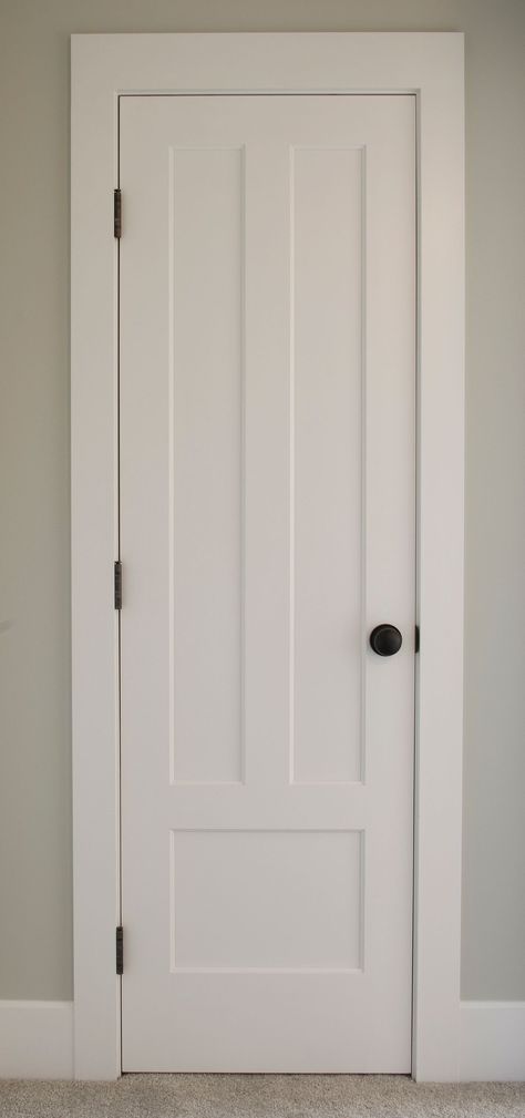 Bedroom Door - Farmhouse 3 Panel White Painted Wood - Farmhouse - Bedroom - Cleveland - by Homestead Doors, Inc. | Houzz Modern Farmhouse Trim Work, Modern Farmhouse Trim, Trim Casing, Modern English Farmhouse, Trim Windows, Farmhouse Trim, Stained Trim, Board And Batten Exterior, Door Farmhouse