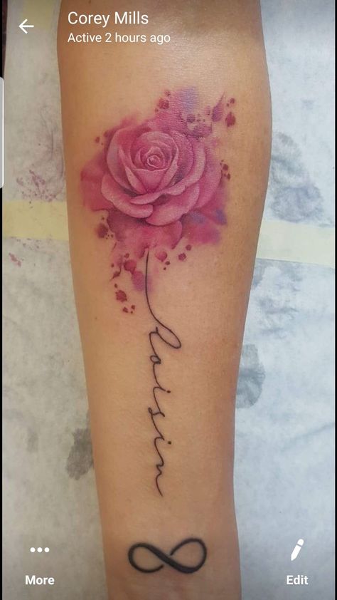 Rose With Stem Tattoo, Rose Stem Tattoo, Stem Tattoo, Rose Tattoo With Name, Rose With Stem, Single Rose Tattoos, Simple Rose Tattoo, Watercolor Rose Tattoos, Pink Rose Tattoos