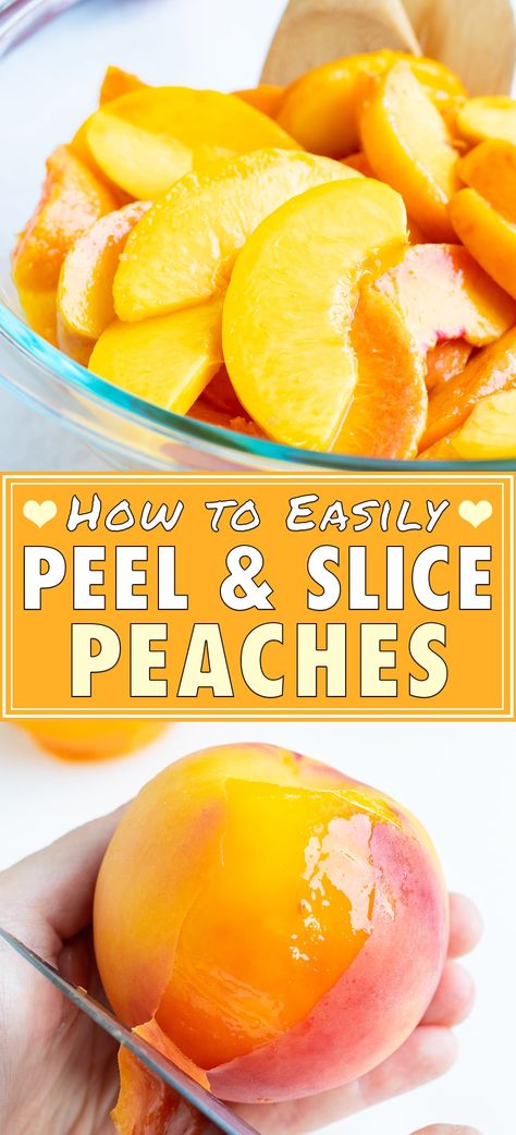 Learn How to Peel Peaches quickly and easily by boiling in water and then immersing in an ice bath.  This simple process helps the peel slide right off so you can pit and slice the peaches to use in your favorite cobbler, pie, or jam recipes! #peach #peel #howto #kitchentips #fruit Peel Peaches, Baked Fruit Desserts, Peach Overnight Oats, Peach Freezer Jam, Peach Salsa Recipes, Homemade Peach Cobbler, How To Peel Peaches, Peach Preserves, Peach Sangria