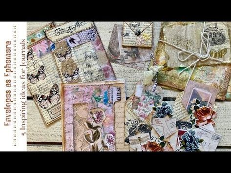 Junk Journal Ideas - Five Inspiring ways to use Envelopes as Ephemera - YouTube Scrapbooking Videos, Journal Tutorials, Craft Recipes, Pocket Envelopes, Scrapbook Videos, Book Page Crafts, Diy Envelope, Crafts Cards, Journal Ephemera