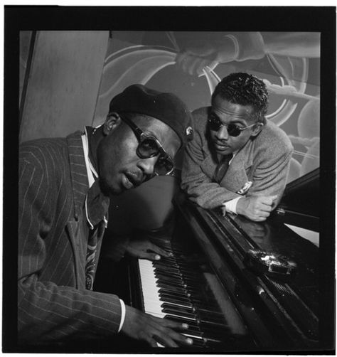 Portrait of Thelonious Monk and Howard McGhee, Minton’s Playhouse, New York, N.Y., ca. Sept. 1947] / William P Gottlieb  Library of Congress Monk Images, Gerry Mulligan, Art Blakey, Thelonious Monk, Photo Star, Musical Theme, Jazz Artists, Jazz Piano, Jazz Musicians