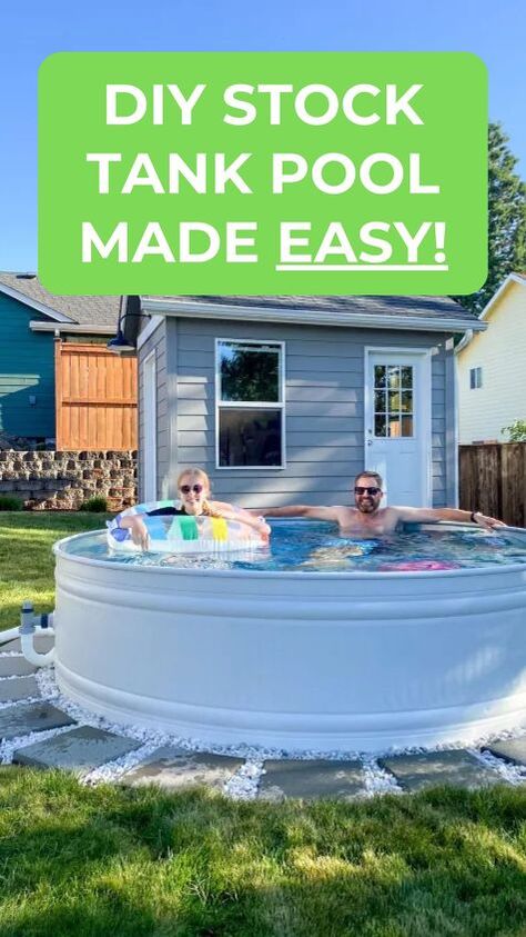 Create your dream backyard oasis with this DIY guide on building a stock tank pool. Budget-friendly and perfect for hot summer days! Pool On A Budget, Pool Budget, Poly Stock Tank, Hanna House, Stock Tank Pool Ideas, Tank Pool Ideas, Diy Pool Ideas, Stock Tank Swimming Pool, Cowboy Pool