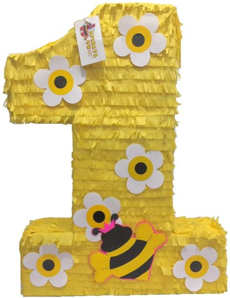 Number One Pinata, One Pinata, Bumblebee Party, Bee Themed Birthday Party, Winnie The Pooh Decor, Bumble Bee Birthday, Bee Theme Party, Bee Birthday Party, Piñata Ideas