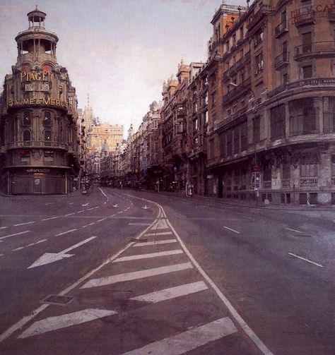 Lopez-Garcia, Antonio (1936- ) - 1974-81 La Gran Via (Priv… | Flickr Antonio Lopez, Urban Painting, Digital Museum, Spanish Painters, Nagasaki, Cityscape Painting, Hyperrealism, Love Painting, Bilbao