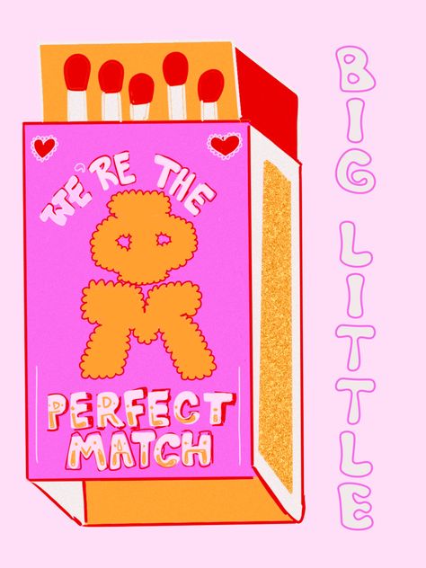 Cute Girly Canvas Paintings, Perfect Match Big Little Reveal, Big Little Banner Sorority, Big Little Banner, Big Little Poster, Theta Graphic, Big Little Canvas Ideas, Big Little Paintings, Aoii Canvas