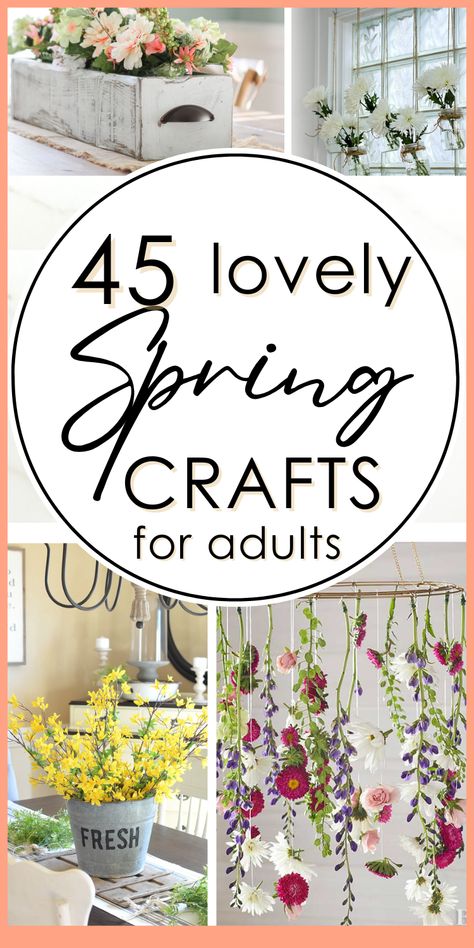 If you're looking for spring decorations for the home & you love farmhouse chic, check out these amazing DIY home decor projects! You'll love these spring crafts for adults that hit all the farmhouse styles - modern, rustic, boho...  Come try some easy crafts for spring and fall in love with decorating your home! Home Decor Handmade Ideas, Adult Spring Crafts Diy Projects, Easy Farmhouse Diy Projects, Indoor Spring Decor, Diy Crafts For Adults Decor Home, Easy Spring Decor Diy, Farmhouse Craft Ideas, Spring Decor Diy Ideas, Spring 2025 Decor Trends