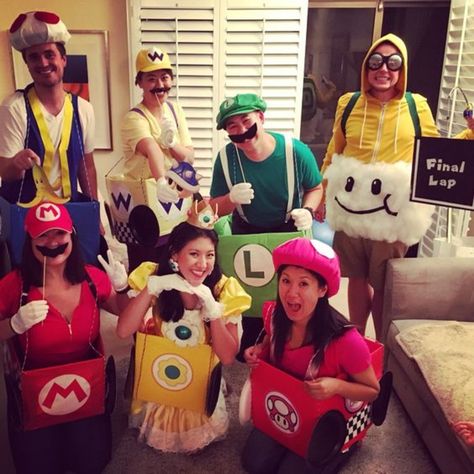 35+ DIY Halloween Costumes for Women That Are Ideal for BFFs | Holidappy Mario Cart Group Costume Ideas, Toadette Costume, Brothers Costumes, Princess Daisy Costume, Mario Kart Costumes, Mario Princess Daisy, Mario Halloween Costumes, Mario Halloween, Daisy Costume