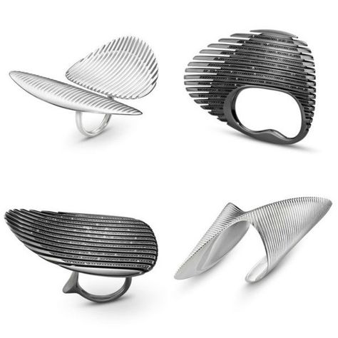 Georg Jensen Jewelry, Zaha Hadid Design, Metal Jewelry Making, 3d Printed Jewelry, Contemporary Jewelry Design, Jewelry Design Drawing, Modernist Jewelry, Art Jewelry Contemporary, Mid Century Jewelry