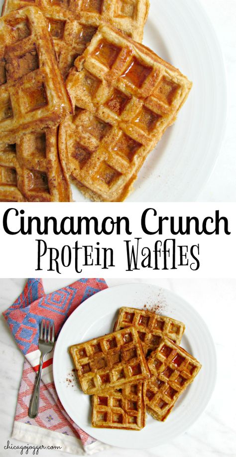 Cinnamon Crunch Protein Waffles - Chicago Jogger Waffles Protein, Muffins Protein, Healthy Waffle, Meals Protein, Lunch Protein, Dinner Protein, Shakes Protein, Waffle Recipe Healthy, Pancakes Protein