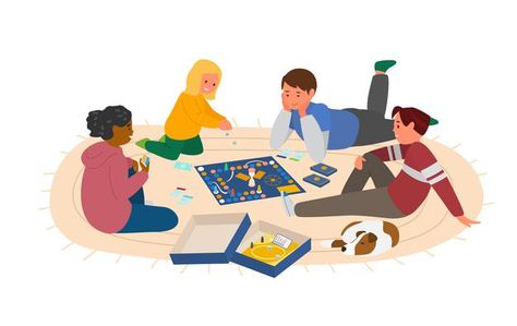 Playing Board Games Illustration, Kids Playing Aesthetic, People Playing Board Games, Board Games Illustration, Kids Playing Illustration, Board Game Illustration, Play Illustration, Playing Board Games, Snowman Cartoon