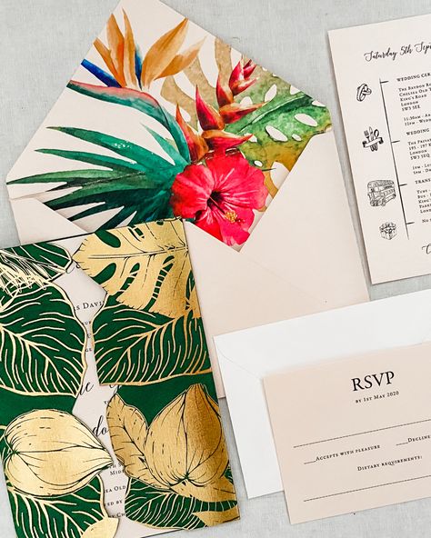 Tropical Floral Wedding Invitations, Unique Tropical Wedding Ideas, Tropical Theme Wedding Invitations, Tropical Glam Wedding Invitations, Tropical Chic Wedding Invitations, Wedding Invitations Tropical Theme, Bali Themed Wedding, Jungle Wedding Invitations, Havana Wedding Theme