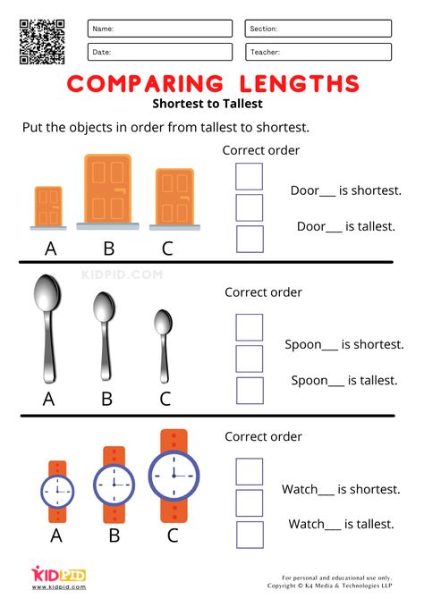 Shortest to Tallest Comparing lengths Worksheets for Grade I Length Worksheets Kindergarten, Comparing Measurements 1st Grade, Length Activities Grade 2, Comparing Lengths Second Grade, Comparing Lengths First Grade, Length Worksheets Grade 1, Tall Taller Tallest Worksheet, Long And Short Worksheet, Length Worksheet