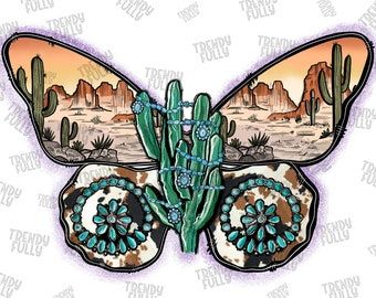 Western Sketches, Western Butterfly, Sublimation Patches, Aesthetic Western, Png Butterfly, Cactus Png, Pink Cactus, Butterfly Png, Western Tattoos