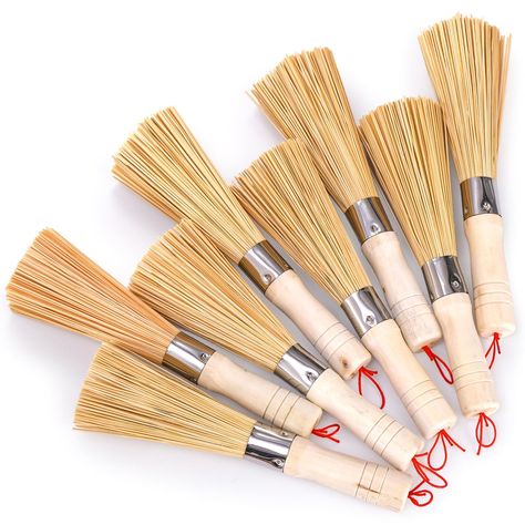 Elsjoy 8 Pack Bamboo Wok Brush, Kitchen Bamboo Cleaning Brush Natural Wok Cleaning Whisk, Bamboo Pan Brush for Wok, Pot, Dishes, Vegetables Kitchen Bamboo, Kitchen Innovation, Bamboo Stalks, Sustainable Kitchen, Cleaning Brushes, Vegetable Tools, Scrub Brush, Cleaning Dishes, Kitchen Utensils Gadgets