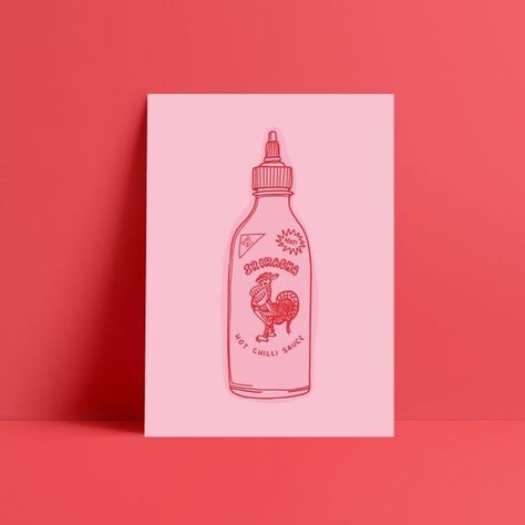 Sriracha Tattoo, Hot Sauce Tattoo, Sriracha Drawing, Sriracha Bottle Tattoo, Fine Line Chili Pepper Tattoo, Cute Chili Pepper Tattoo, Sriracha Bottle, Bottle Tattoo, Chilli Sauce