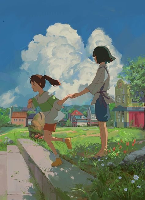 Studio Ghibli Ponyo Cosplay, Studio Ghibli Couples, Background Hp, Ponyo Aesthetic, Haku Chihiro, Chihiro Cosplay, Ghibli Background, Couples Cosplay, Studio Ghibli Fanart