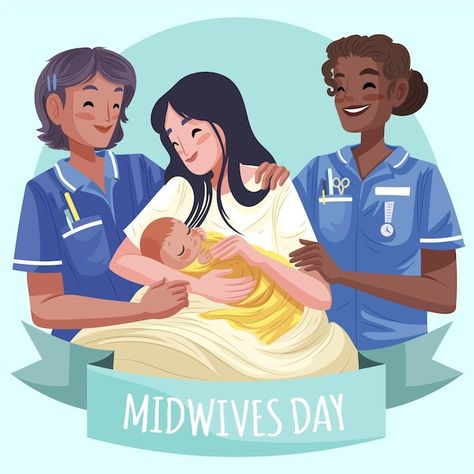 Midwife Day, International Midwives Day, Midwives Day, Breastfeeding Art, Funny Cartoon Characters, Illustration Art Kids, Baby Sleep Schedule, Health Guru, Day Illustration