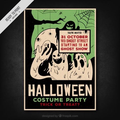 Costume party poster for halloween | Free Vector #Freepik #freevector #horror-poster #halloween-pumpkin #halloween-spider #trick-treat Vector Costume, Dance Posters, Ghost Shows, Halloween Dance, Halloween Vector, Dance Poster, Party Hacks, Halloween 2024, Fantasias Halloween