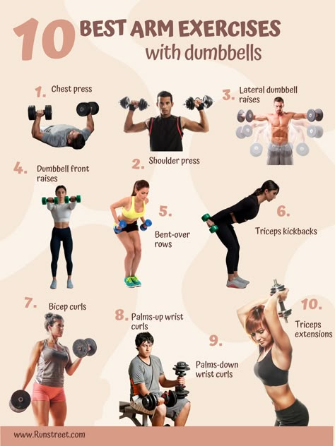 arm-workouts-with-dumbbells Arm Workouts With Dumbbells, Best Arm Workouts, Workouts With Dumbbells, Best Arm Exercises, Bigger Biceps, Dumbbell Arm Workout, Strength Training Guide, Good Arm Workouts, Arm Workouts