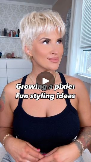 Ways To Style Pixie Hair, Headband Pixie Hairstyles, How To Style Short Hair Pixie Grow Out, How To Grow Out A Pixie Haircut, Hairstyles For Growing Out A Pixie, Styling A Pixie Haircut, Growing A Pixie Into A Bob, Grown Out Pixie Hairstyles, Grow Out Pixie