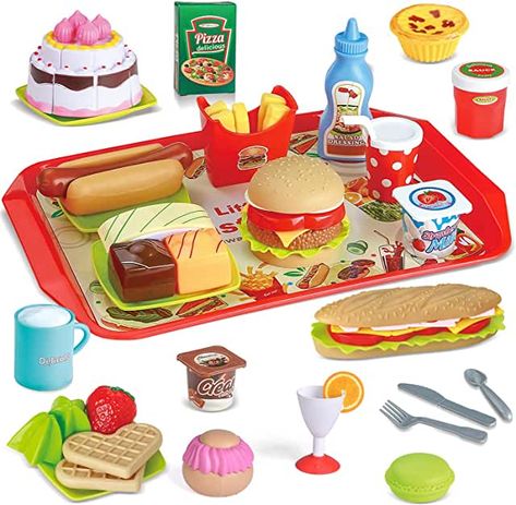 Toy Kitchen Food, Fruits Cake, Play Kitchen Food, Toy Kitchen Accessories, Juicy Burger, Toys Food, Dessert Items, Cooking Toys, Play Kitchen Accessories