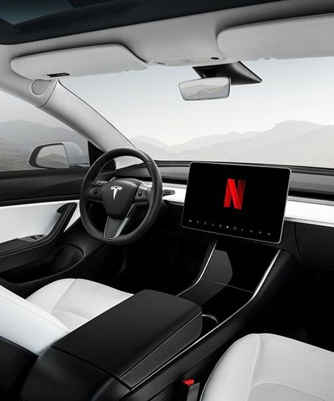 tesla to enable in-car netflix and youtube video streaming 'soon' Inside Tesla Aesthetic, Tesla Roadster Interior, Telsa Cars Inside, Dream Car Inside, Luxury Car Inside, Telsa Cars, Rich Cars Luxury, Tesla Model S Interior, Tesla Inside