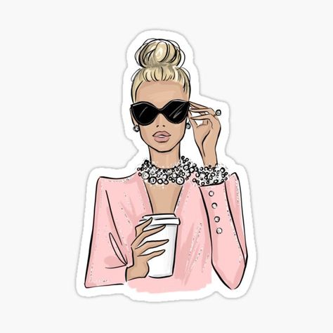 Girl boss with coffee fashion illustration Sticker Girl Boss Illustration, Coffee Fashion Illustration, Girl Boss Planner, Boss Fashion, Friends Sketch, Art Traditional, Sassy Girl, Coffee Fashion, Autumn T Shirts