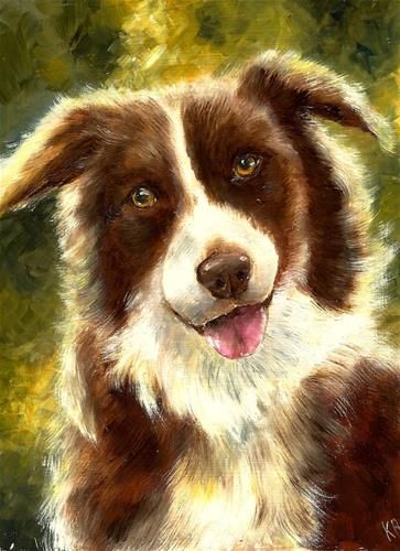 Border Collie Painting, Collie Painting, Brown Border Collie, Karen Robinson, Pet Paintings, Brown Border, Animal Portraits Art, Art Van, Dog Paintings