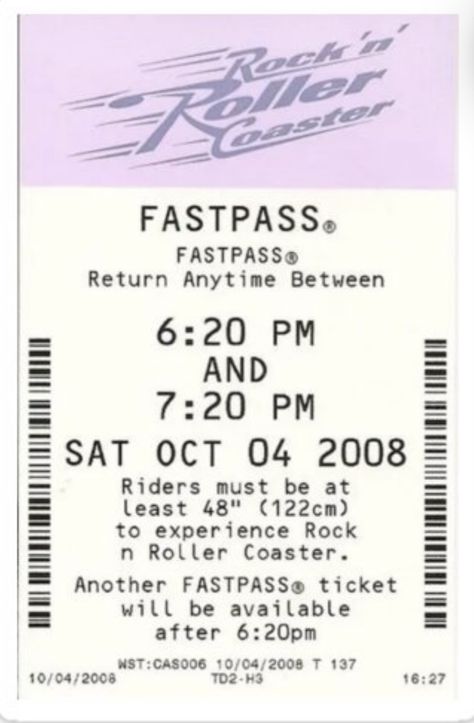 Disney Fastpass, Rock N Roller Coaster, Disney Fast Pass, Disneyland Tickets, Retro Disney, Fast Pass, Disney Birthday, Dreams Do Come True, Old Disney