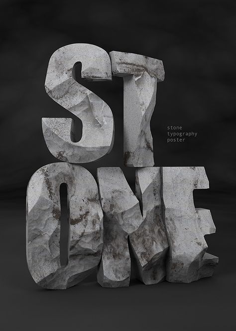 Stone typography on Behance Stone Graphic Design, Experimental Typography Poster, Stone Typography, P Typography, Layered Typography, Tactile Typography, Typography Styles, 3d Typography Design, N Logo Design