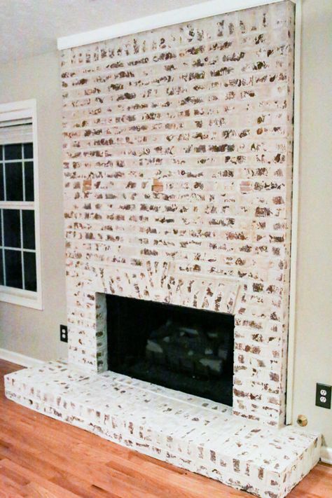 DIY German Shmear Fireplace - Bower Power Shmear Fireplace, German Schmear Fireplace, German Smear Brick Exterior, Huge Basement, German Smear Brick, German Schmear, German Smear, Gorgeous Fireplaces, Brick Fireplace Makeover