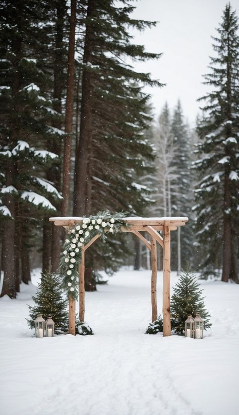 A winter wonderland theme can create a magical atmosphere for a Christmas wedding. I suggest using white, silver, and icy blue colors to set the mood. Winter Wedding Outside Ceremony, Country Winter Wedding, Dock Wedding, Winter Wonderland Wedding Theme, Christmas Wedding Ideas, Diy Winter Wedding, Candlelit Ceremony, Wonderland Wedding Theme, Romantic Winter Wedding