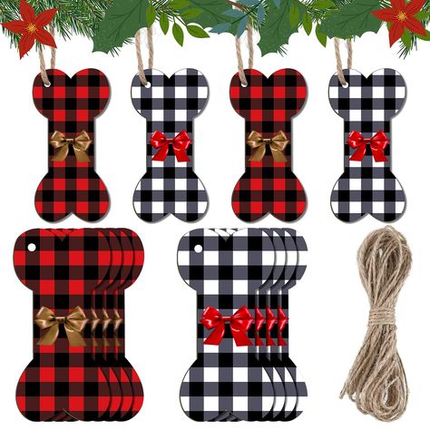 PRICES MAY VARY. Christmas bones ornaments: you will receive 24 pieces of Christmas bones ornaments in 2 styles, each ornament is approx. 3.5 inches/ 9 cm in length, which is convenient for you to hang anywhere in your house without taking up too much space and can attract your attention easily Sturdy material: these bone-shaped buffalo plaid Christmas decorations are made of wood material, they are safe and sturdy for you to use for a long time, the patterns printed on the surfaces are bright a Red And White Christmas Ornaments, Plaid Christmas Decorations, Animal Clothes, Quilted Christmas Stockings, Plaid Christmas Decor, White Christmas Ornaments, Red And White Christmas, Buffalo Plaid Pattern, Creative Christmas Trees