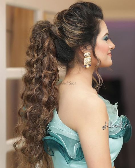 17 Voguish Ponytail Hairstyles For Brides To Try This Wedding Season! | ShaadiSaga Ponytail Hairstyles For Sangeet, Ponytail Hairstyles For Bride, Haïr Style For Wedding Guest, Puffy Ponytail, Wedding Ponytail Hairstyles, Messy Ponytail Hairstyles, Stylish Ponytail, Pony Hairstyles, High Ponytail Hairstyles