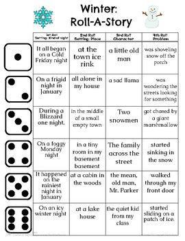 Roll A Story, Roll A Dice, 3rd Grade Writing, Winter Writing, 2nd Grade Writing, 4th Grade Writing, Story Activities, Kindergarten Graduation, Writer Workshop