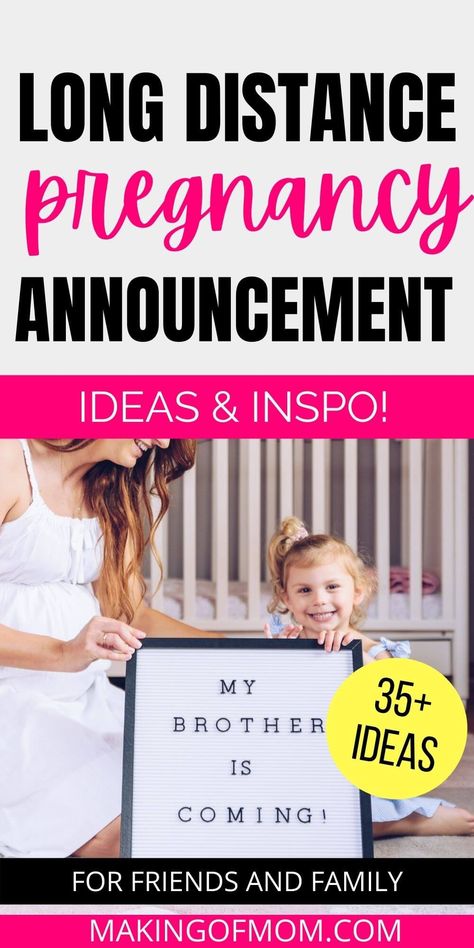 Looking for long distance pregnancy announcement ideas? Here's 35+ cute and creative ways to share your big news with friends and family. Long Distance Pregnancy Announcement, Pregnancy Announcement Ideas For Family, Pregnant Life, Pregnancy Announcement Ideas, First Time Pregnancy, Creative Pregnancy Announcement, New Baby Names