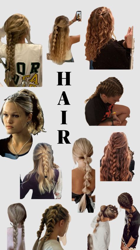 hair inspo⭐️ #hair #hairstyles #preppy #inspo Medium Length Hair Styles Aesthetic, Country School Hairstyles, Curly Preppy Hairstyles, Cute Hairstyles For Blonde Hair, Hair For The Beach, Preppy Ponytail Hairstyles, Cute Summer Hairstyles For Long Hair, Hair Styles Preppy, Hair Collage