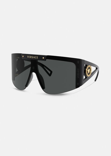 Mirror Glasses Sunglasses, Versace Shades, Pretty Sunglasses, Black Men Fashion Swag, Versace Glasses, Designer Shades, Party Sunglasses, Fashion Eye Glasses, Classic Grey