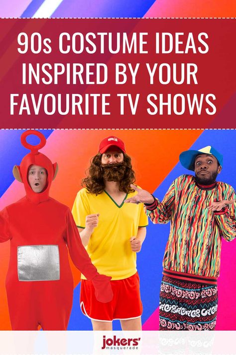 Get party ready with our retro collection of 90s fancy dress costume ideas. They're based on 90's TV shows such as the Teletubbies, Fresh Prince and Mr Blobby and will have you reminiscing at your younger days! 90s Shows Costumes, 90s Character Outfits, 80s Tv Show Costumes, 90’s Fancy Dress, 90s Fancy Dress Ideas Woman, Costumes Based On Tv Shows, Sitcom Costumes, Mr Blobby Costume, 90’s Costume Ideas