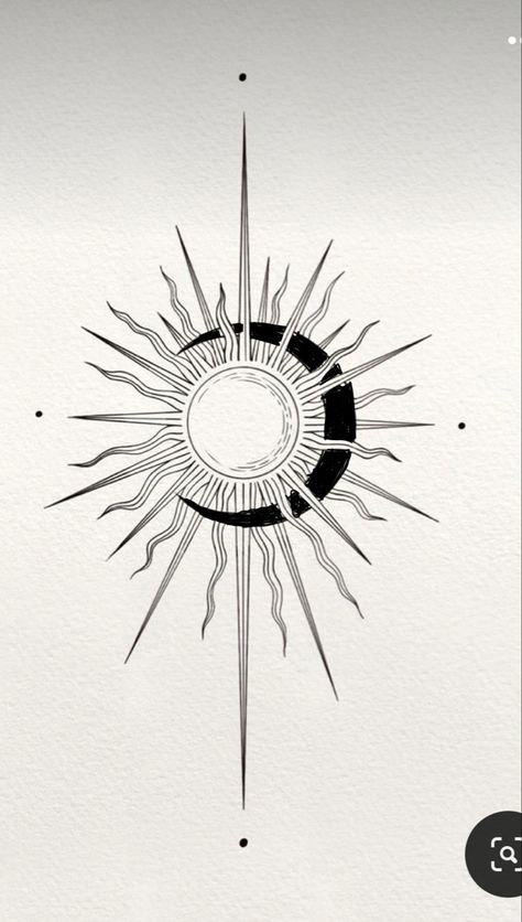 Japanese Sun Moon Tattoo, Solar Eclipse Tattoo Design, Light My Love Tattoo, Eclipse Drawings, Aesthetic Moon And Sun, Sun Knee Tattoo, Sun Moon Drawing, Dawn Drawing, Sun And Moon Tattoo Ideas