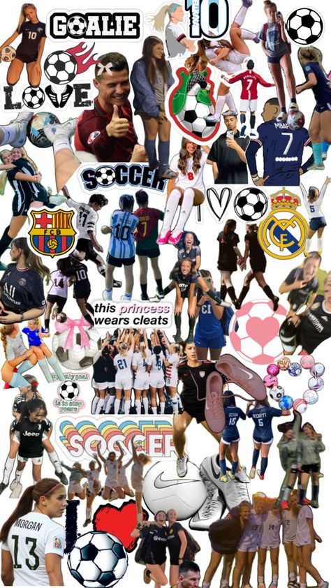 this is a soccer collage Soccer Collage, Dream Vision Board, Netball, Ronaldo, Soccer, Collage, How To Wear, Football