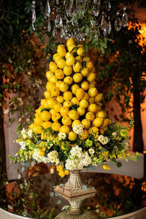 Baby Shower Ideas! Yellow Baby Shower theme! Lemon Baby Shower theme! Lion Baby Shower theme! Baby! Baby Shower! Lemon Baby Shower Theme, Yellow Baby Shower Theme, Lion Baby Shower Theme, Lemon Topiary, Lion Flower, Topiary Centerpieces, Lion Baby Shower, Sicily Wedding, Mini Wedding Cakes