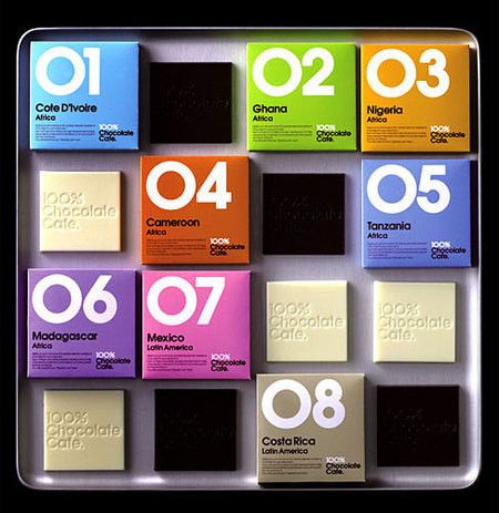 Love the "Pantone chip" feel of these little packages. Evidently 56 different chocolate and cheeses. Chocolate Packaging Design, Design Cafe, Cool Packaging, Chocolate Design, Vintage Packaging, Chocolate Packaging, Soap Packaging, Packing Design, Tea Packaging