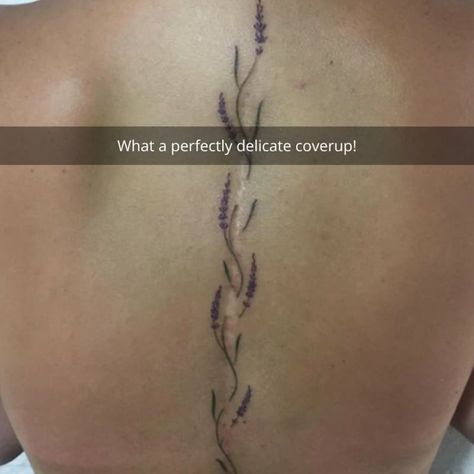 Tattoo Over Back Scar, Line Scar Tattoo Cover Up, Cool Scar Tattoos, Flower Tattoo Over Scar, Back Scar Tattoo Cover Up, Scar Hiding Tattoo, Tattoo Around Scar, Tattoos For Scars Cover Up, Back Scar Tattoo