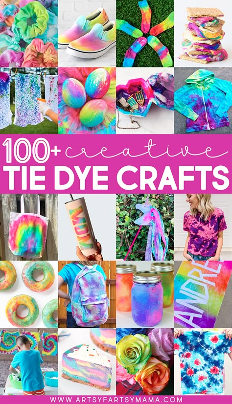 Different Things To Tie Dye, Tye Dye Diy Homemade, Birthday Party T Shirt Ideas, What To Tie Dye Besides Shirts, What To Tie Dye Ideas, Tie Dye Crafts For Preschool, Mess Free Tie Dye, Tie Dye Party Games, Tie Dye Art For Kids