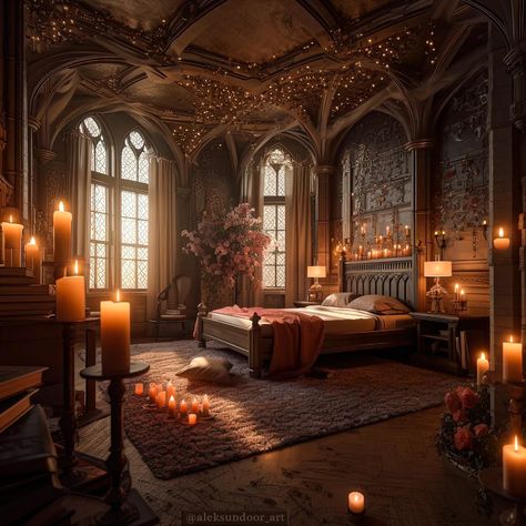 Castle Rooms, Castle Bedroom, Fantasy Bedroom, Gothic Castle, Fantasy Rooms, Dark House, Castles Interior, Dark Home, Fantasy Homes