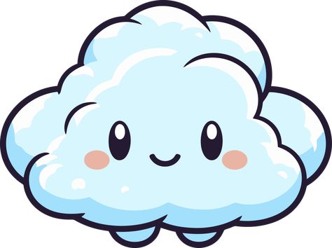 Kawaii Weather, Cloud Clipart, Cute Cloud, Cloud Illustration, Cloud Icon, Cartoon Clouds, Cloud Drawing, Kawaii Wallpaper, Colouring Pages